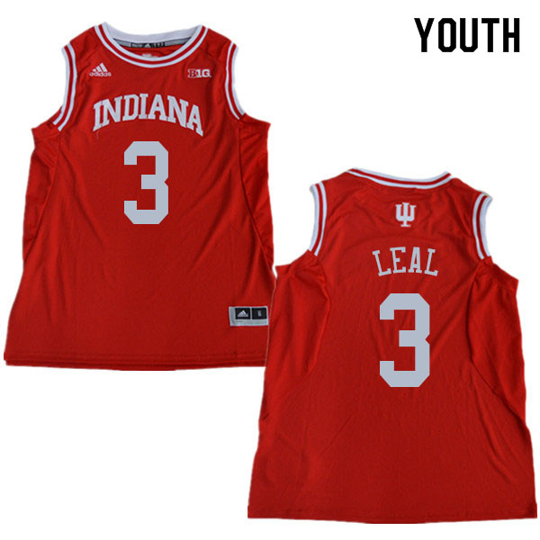 Youth #3 Anthony Leal Indiana Hoosiers College Basketball Jerseys Sale-Red - Click Image to Close